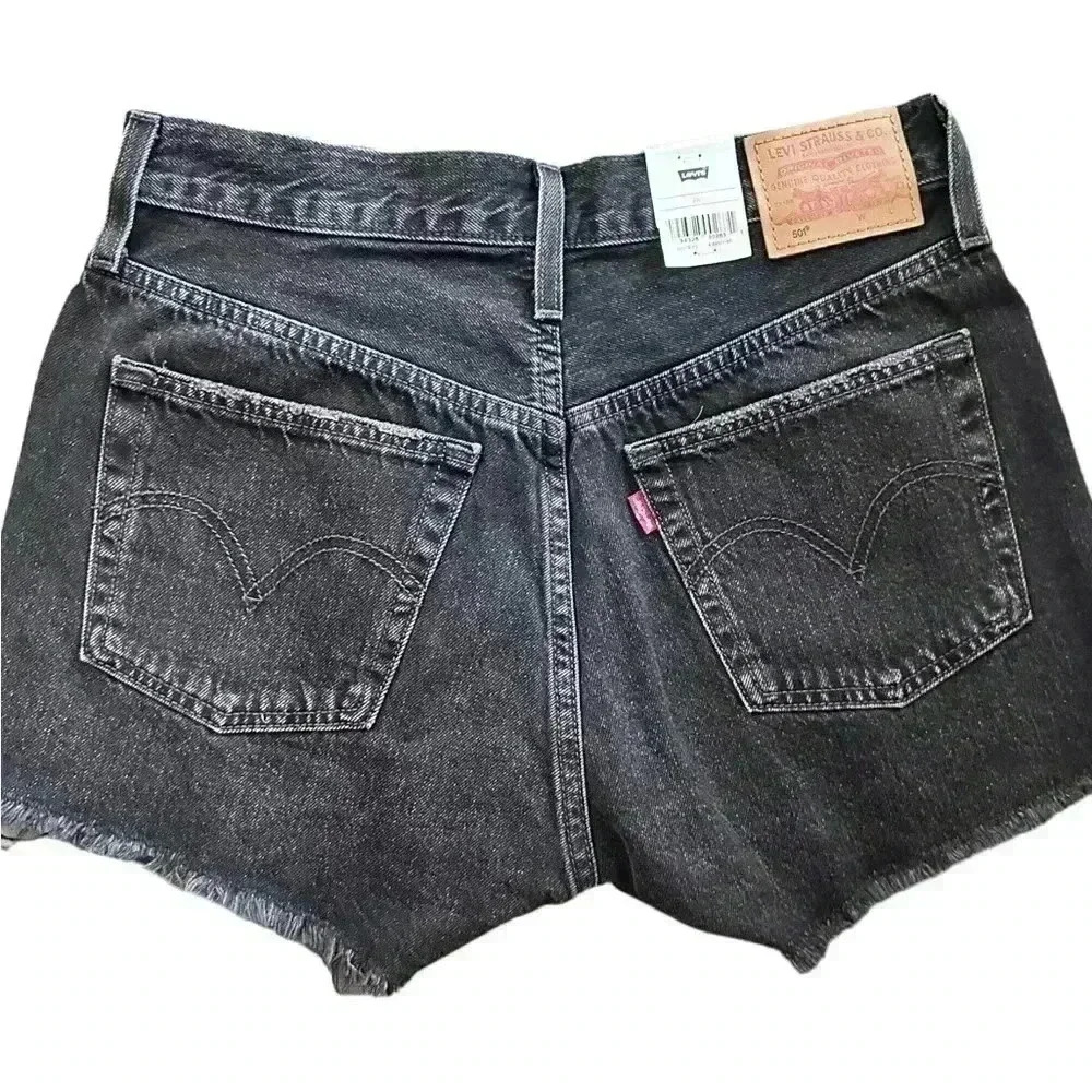 Levi’s 501 Shorts with Chewed Hem, in Wise Up Black, size 28, NWT - Picture 5 of 10
